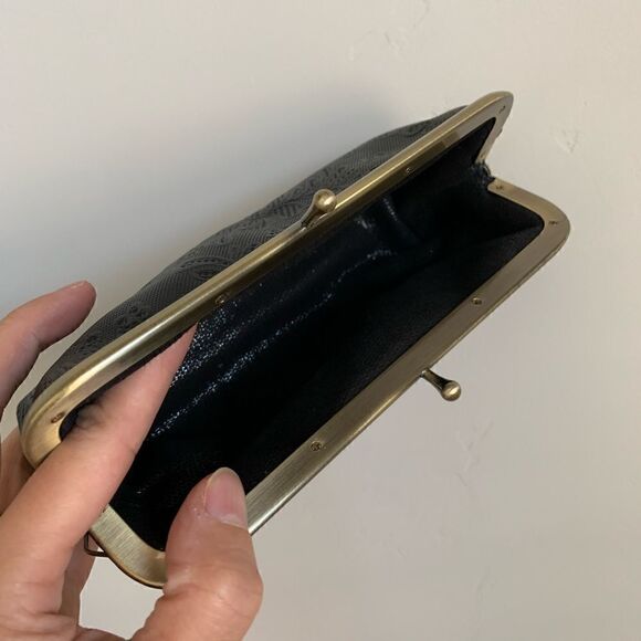 Genuine Leather Embossed Floral Lace, Real Bamboo Handle Bag & Small Clutch Set - Picture 12 of 16